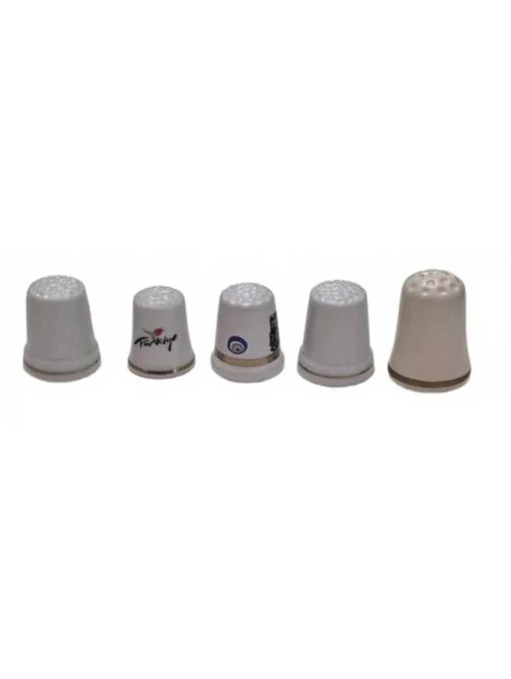 Set of 5 Vintage Ceramic Souvenir Thimbles - Middle East & Holy Land Collection